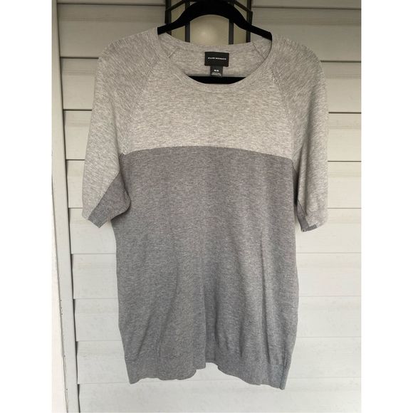 Club Monaco Colorblock Crewneck Gray Shirt, Men's Size Medium - Picture 1 of 6